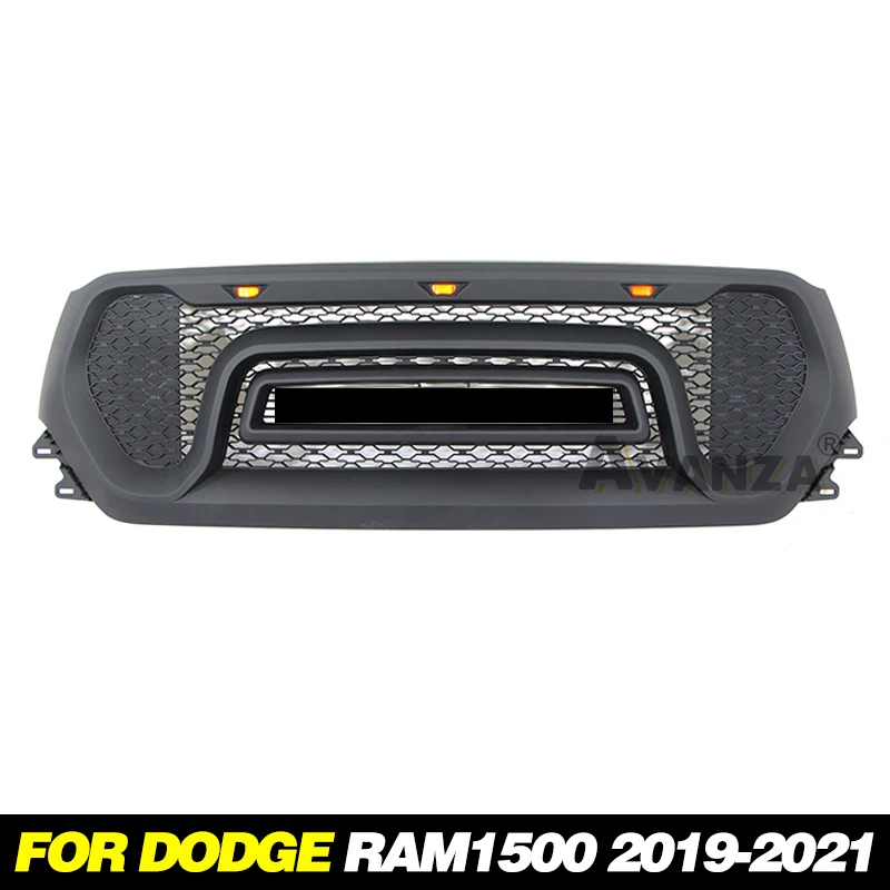 Auto Parts for DODGE RAM1500 2019-2021 grill with led lights front bumper grille modification accessories decoration