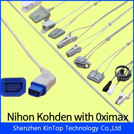 Compatible New Nihon Kohden Oximax Spo2 sensor cable for adult/pediatric/child/Neonate/veterinary 14pin male 3m