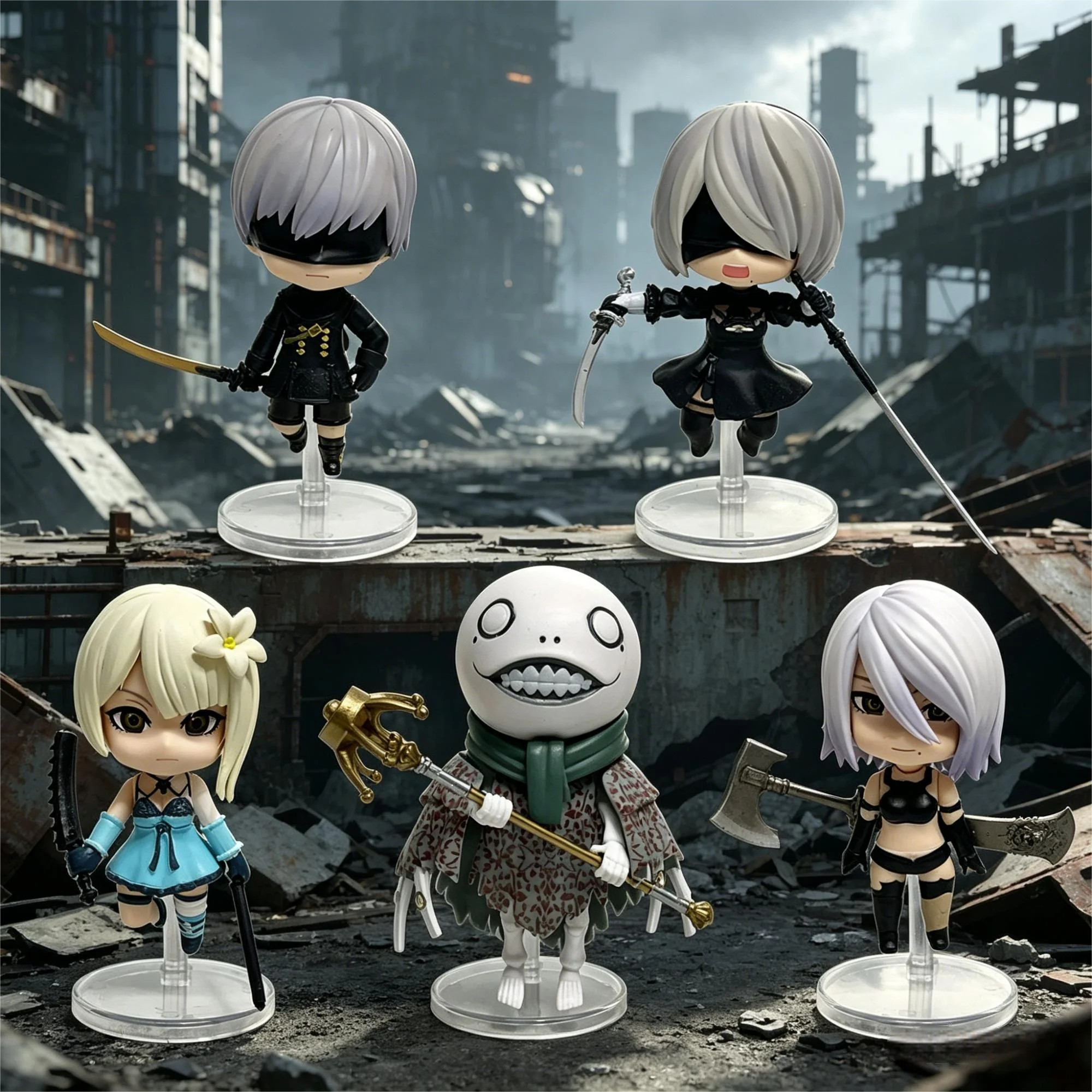 Set de 5 Figuras de Acción NieR YoRHa 2B A2 9S, Muñecos de Vinilo Coleccionables, Periféricos de Videojuegos