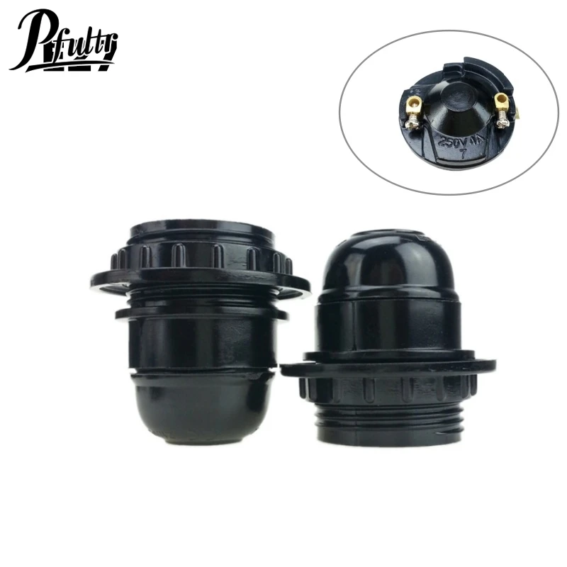 Black Screw E27 Light Bulb Lamp Holder Base Pendant Socket E27 Socket Adapter Cartridges Lampholders Fixture  250V 4A