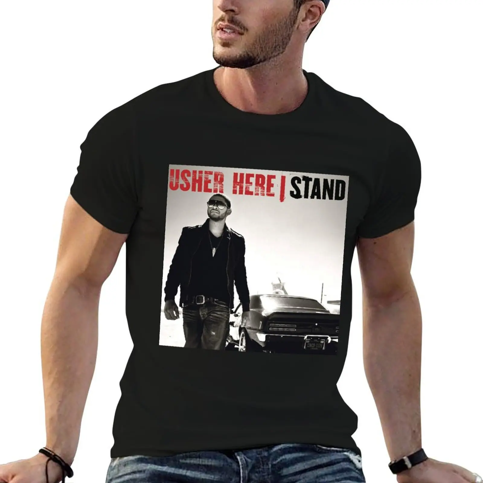 

Usher Here I Stand T-Shirt black cotton t-shirt plain for man package mens graphic t shirts T-Shirt