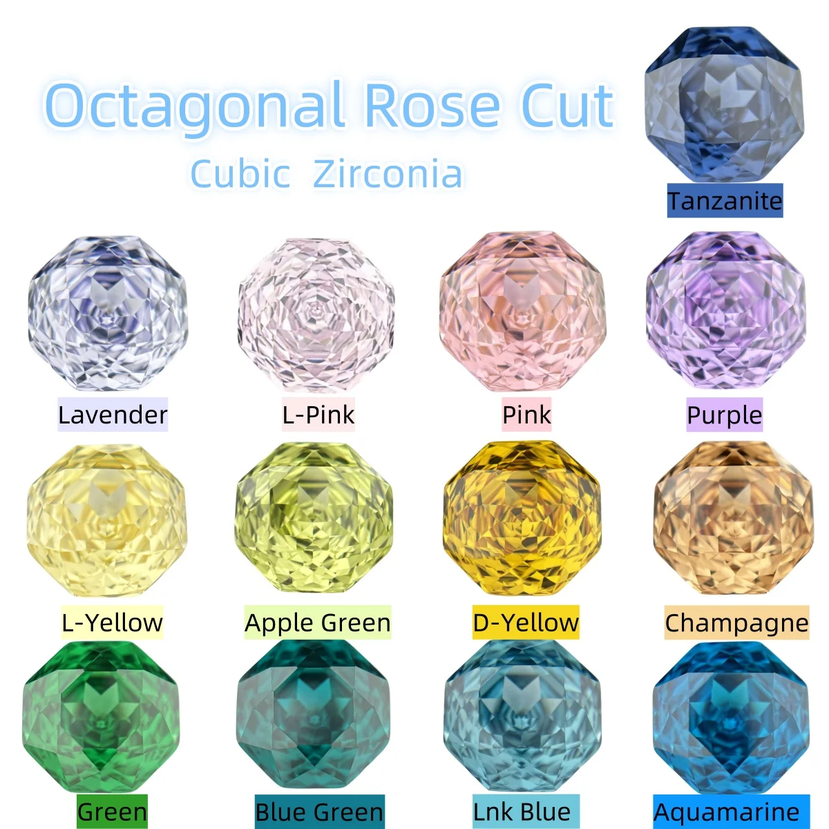 

2024 New Charm 5A Millennium Octagon Rose Cut Cubic Zirconia Loose Romantic Gemstones for Jewelry Necklace Ring Making