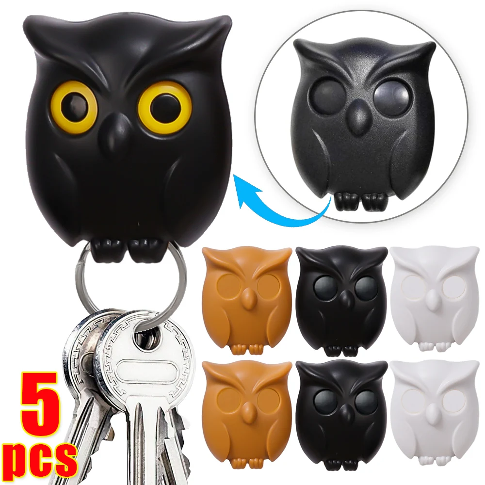 

Creative Magnetic Key Hooks Owl Shaped Self Adhesive Magnets Key Hanger Hook Automatic Open Close Eyes Home Decorations Hooks