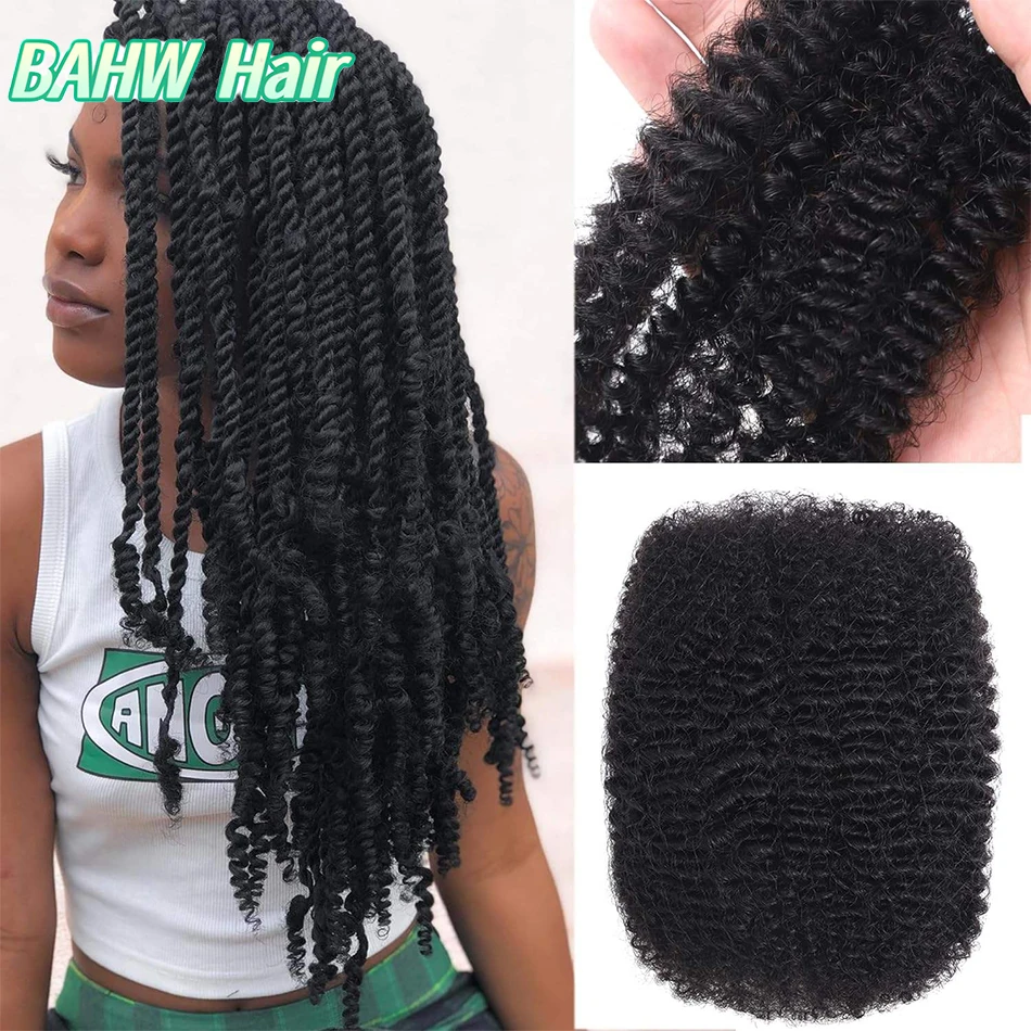 Peruvian Hair Afro Kinky Curly Human Hair Extensions Natural Color Bulk Hair For Braiding No Wefts for Mini Twists Braid 30/PCS