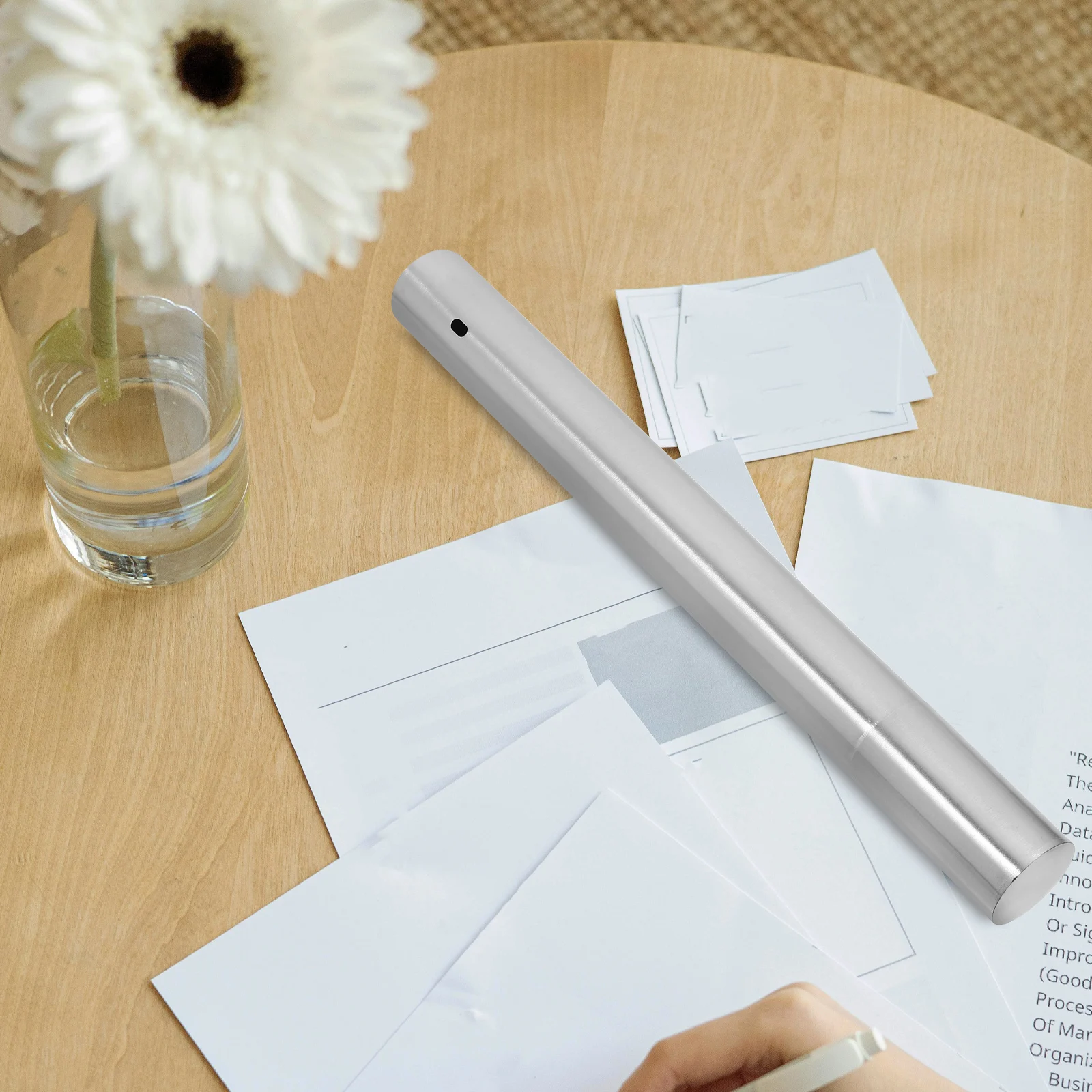 

Desktop Document Storage Tube Baptism Keepsake Case Birth Stainless Steel Certificate Travel