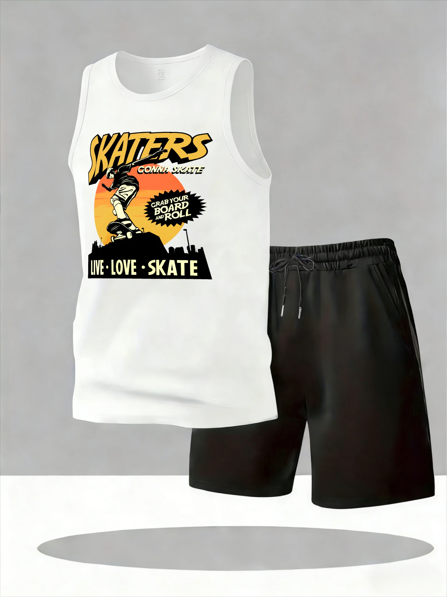 

Men's Tank Top Sets 2026 Summer Quick drying men's chandals running seaside Breathable oversize crewneck sports jogging set