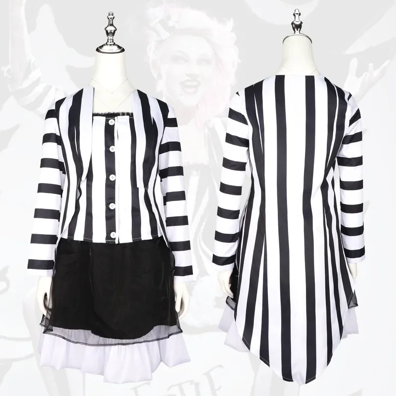 Underworld Master 2cos Beetle Juice косплей полосатое платье Хэллоуин косплей костюм для женщин * 1 Underworld Master 2cos Beetle Juice косплей полосатое платье Хэллоуин косплей костюм для женщин * 1