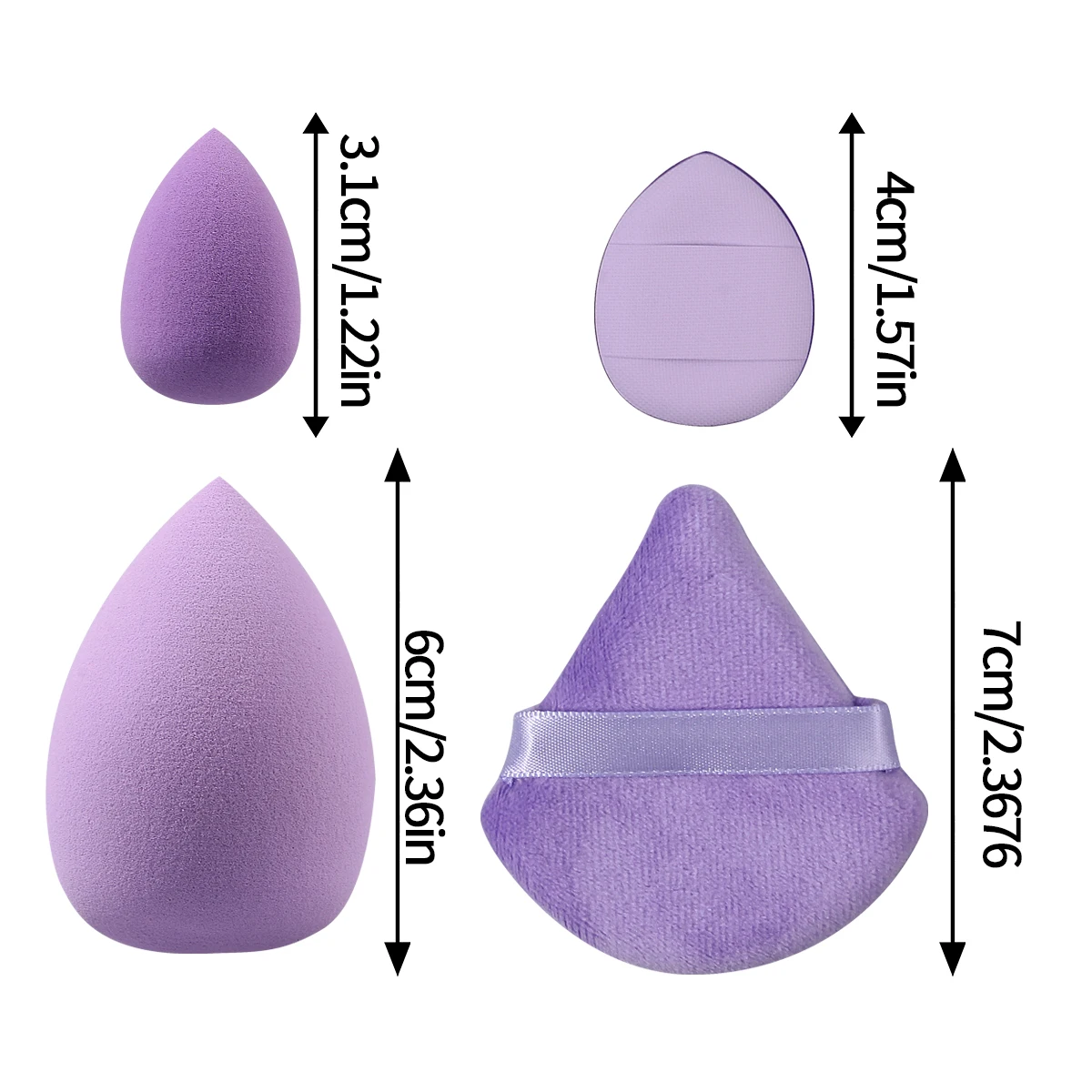 12pieces purple makeup sponge powder puff beauty egg set portable dry and wet dual-purpose non-clogging makeup tools