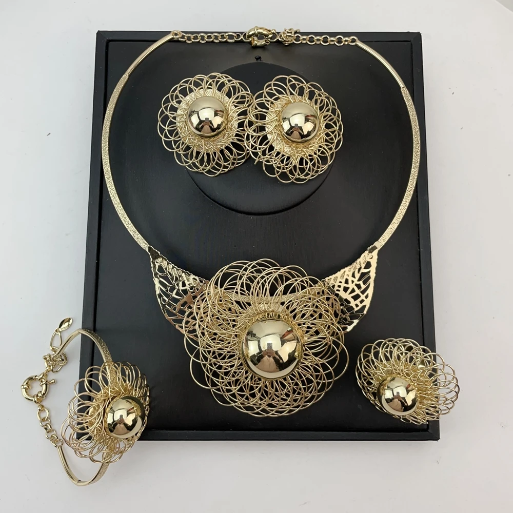 EMMA Women Fashion Jewelry Set Big Necklace Earrings Sets Italian Style Luxury Jewelry For African Mama FHK13009