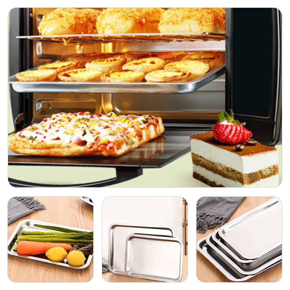 

4pcs Stainless Steel Plates Toddler Food Dishes Dishwasher Safe Picnic Camping Plates For Easy Carry