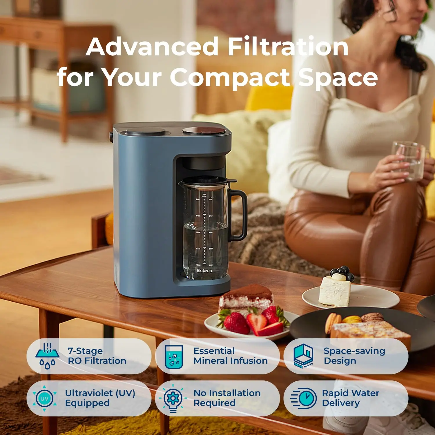 Reverse Osmosis Water Filter System, 7-Stage Purification with UV