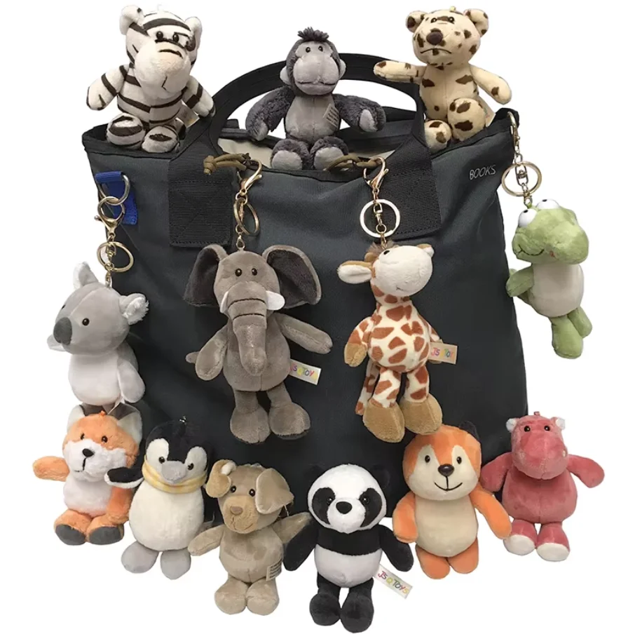 Cute Cartoon Animal Plush Keychain Elephant Turtle Lion Wolf Hippopotamus Koala Raccoon Tiger Cat Deer Bear Plush Soft Toy Girl