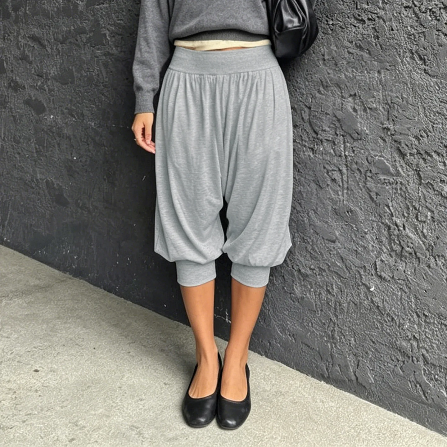 Street Style Casual Loose Trousers Pure Color Versatile Seven-Footers Fashionable Retro Commuter Loose Cuffed Lantern Pants