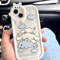 Cute Cinnamoroll Phone Case For IPhone 16 15 14 13 12 11 7 8 6 X XR XS Plus Pro Max  Bow-knot Little Monster Soft Silicone Cover