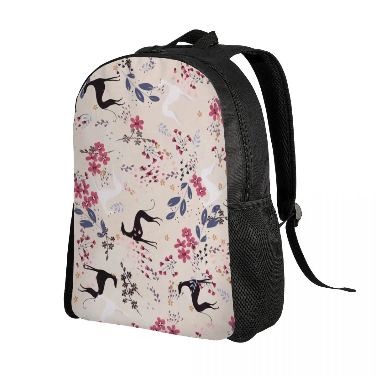 Greyhound Sighthound Flower Love Travel Backpack Men School Computer Bookbag Animal Whippet Dog College Student Daypack Bags