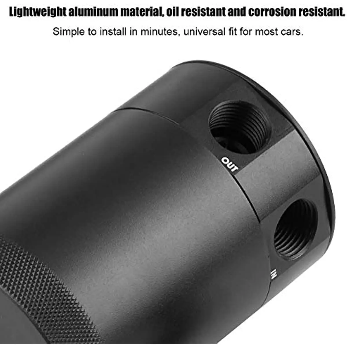 خزان علبة التقاط الزيت، مجموعة خزان زيت محرك السيارة الألومنيوم ذات الفتحتين العالمية، مجموعة خزان الاستراحة باللون الأسود