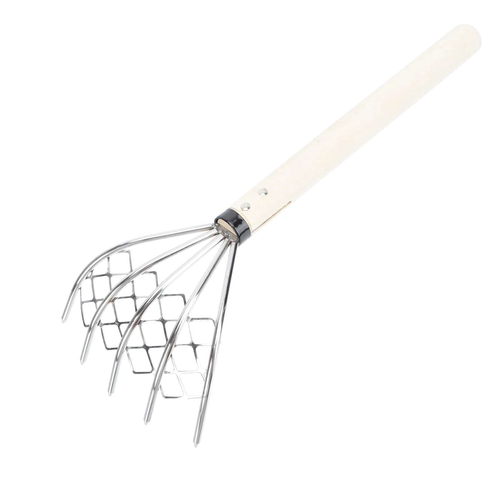 

1PC Stainless Steel Rake 5 Claw Clam Digging Tool Wood Handle Garden Soil Loosening Spreading Weeding Tractor Dirt Gardening