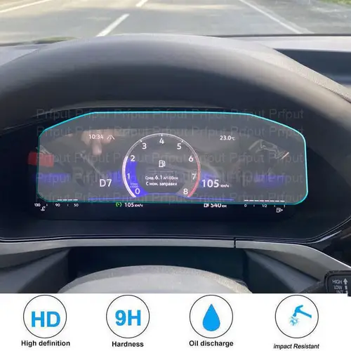 Imagen 2 del producto Película protectora de pantalla de vidrio templado para Volkswagen Taos 2022, protector de tablero de instrumentos de pantalla de navegación GPS para radio de coche