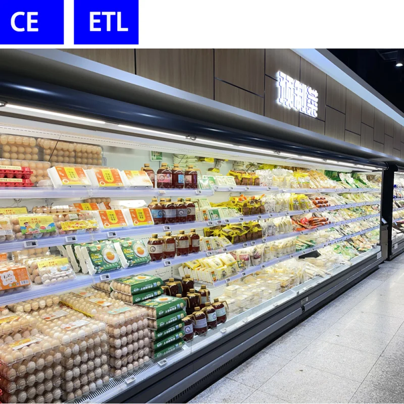 custom.Supermarket Commercial MultiDeck Curtain Open Display Chiller Refrigerated Showcase