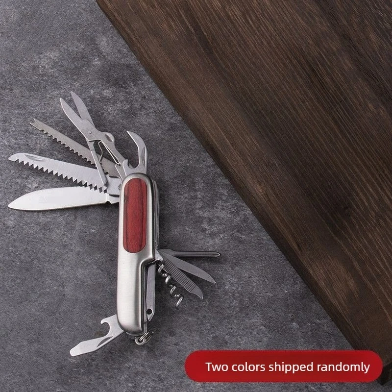 10 in 1 Multifunctional Swiss Folding Knife Stainless Steel Portable Outdoor Camping Survival Tool with Pliers, Bottle Opener view 2