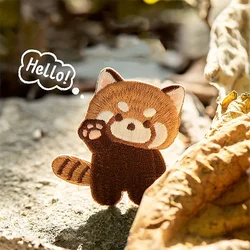 Cute Red Panda Embroideried Patches For Girls Bag Iron On Patches Small Glue Sticker For Kids Clothes Hairclip Designer Decorate