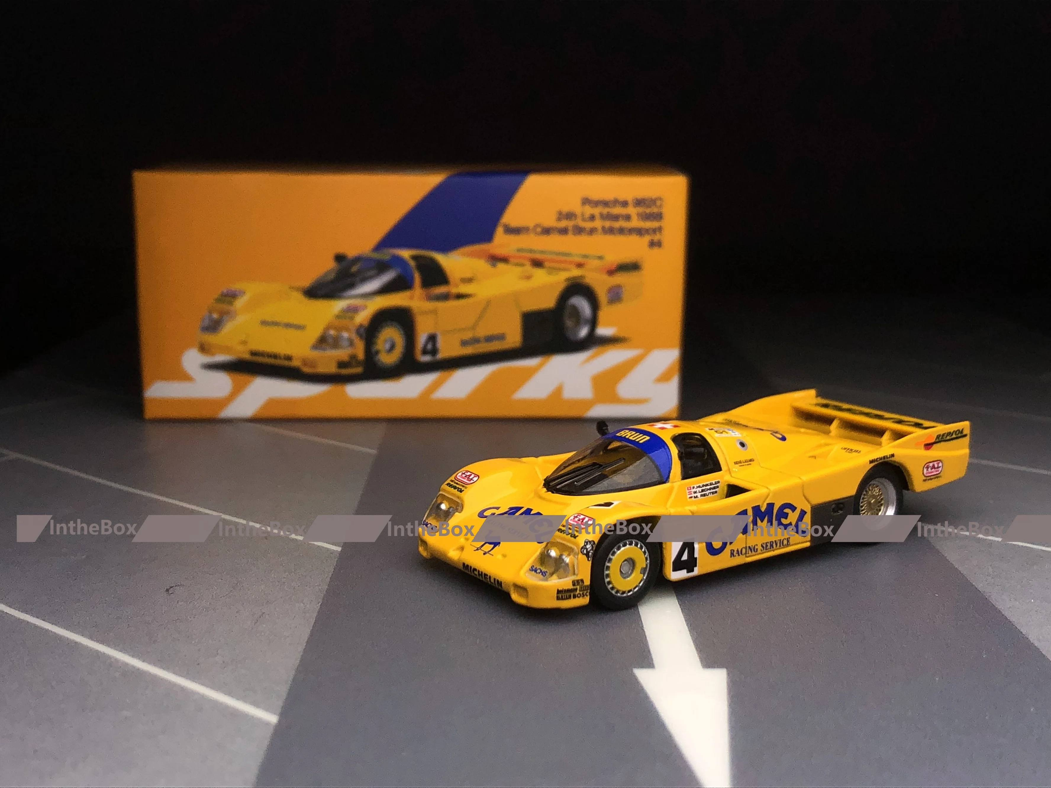 Sparky 1:64 962c Team Carn Brun Motorsport #4 24h Le Mans 1988 Diecast Model Car Collection Limited Edition Hobby Toys