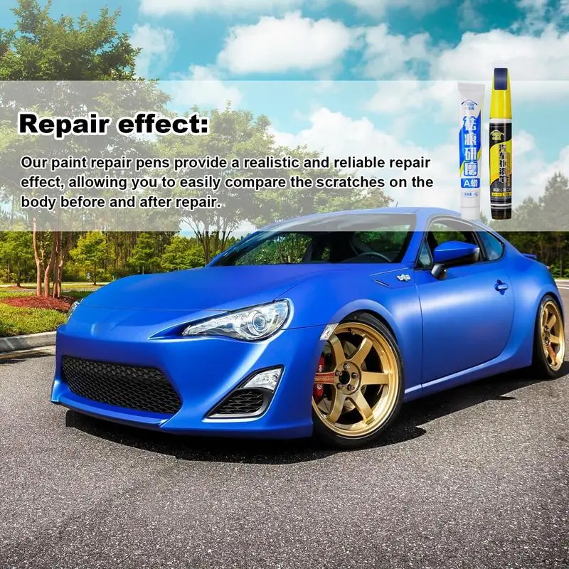 

Car Touch Up Paint Pen 12ml 2-in-1 Paint Scratch Repair Weatherproof Liquid Pen Quick Easy Car Exterior Care Pen With Polishing