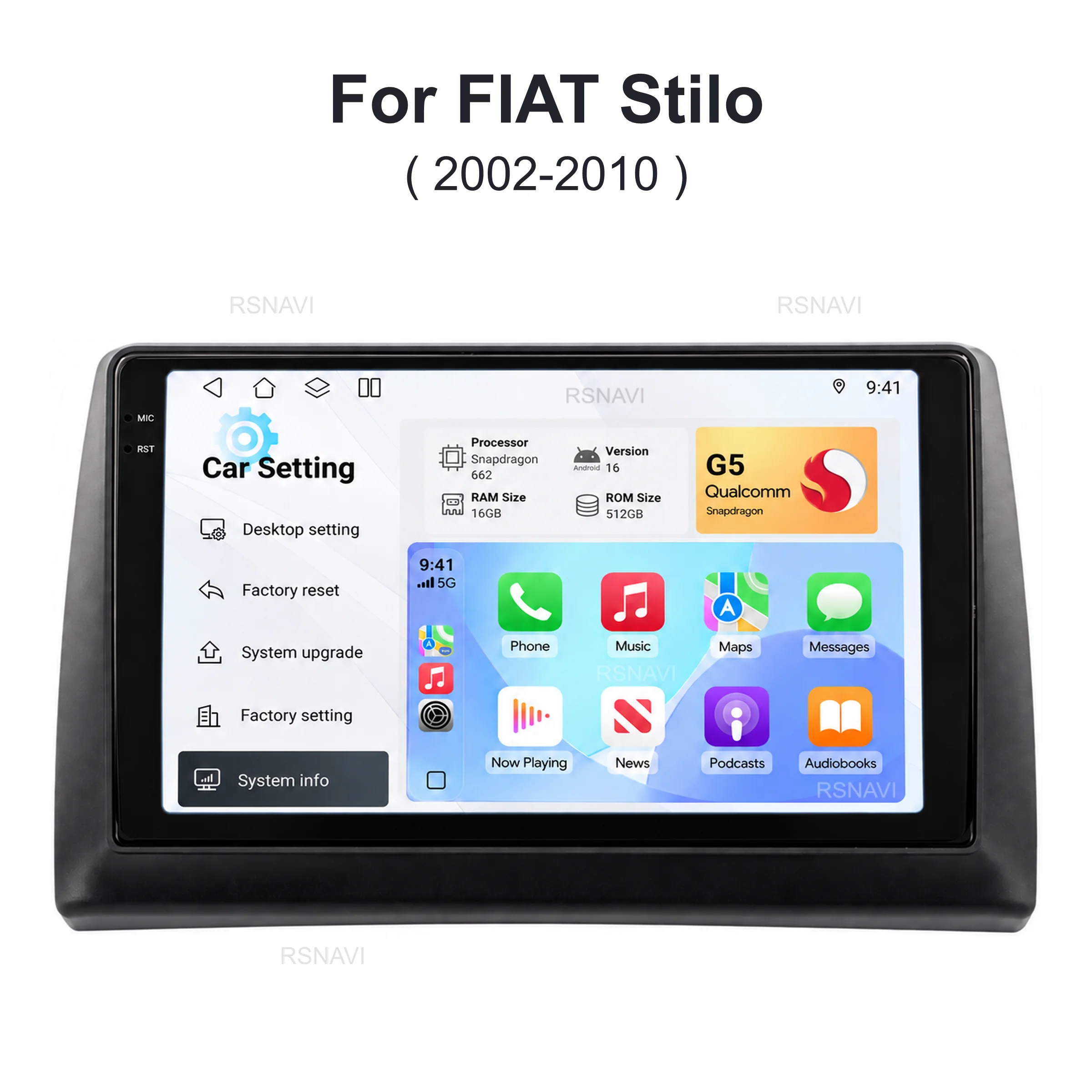 Android 16 For Fiat Stilo 2001 - 2010 2K QLED Android Car Radio Multimedia Video Player GPS AI Voice CarPlay 4G Stereo Head Unit