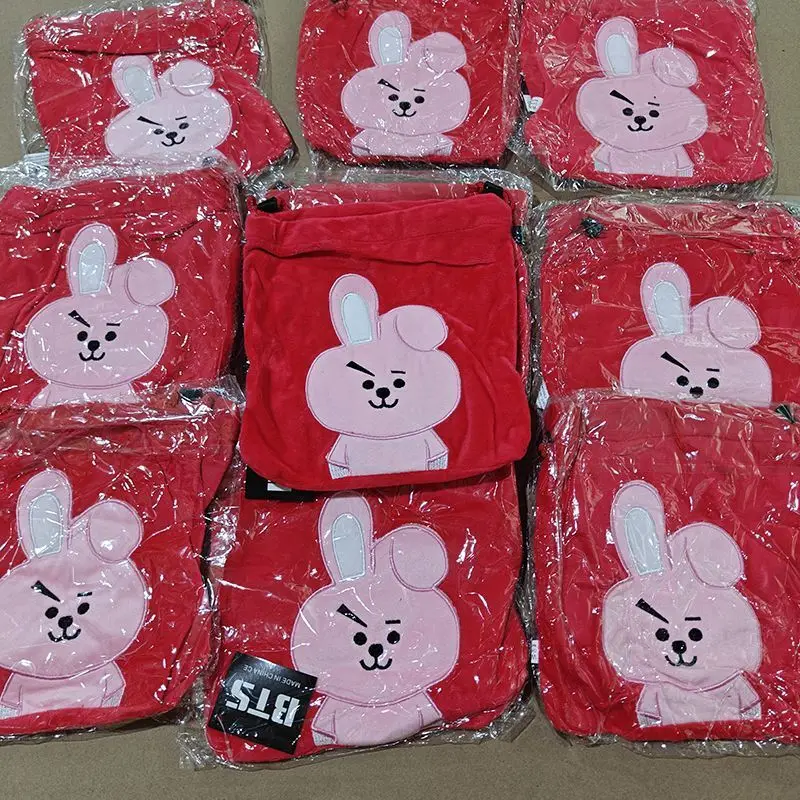 BT21 anime cartoon cute heart rabbit drawstring bag kawaii household portable drawstring storage bag toiletry cosmetic bag gift view 2