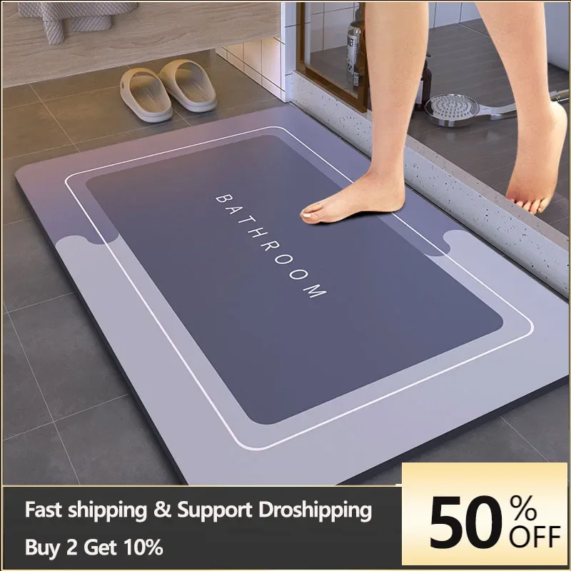 Bath Mat Super Absorbent Non Slip Bath Bathroom Rug Quick Drying Bath Shower Rug     Kitchen Entrance Door Mats Home Floor Mat