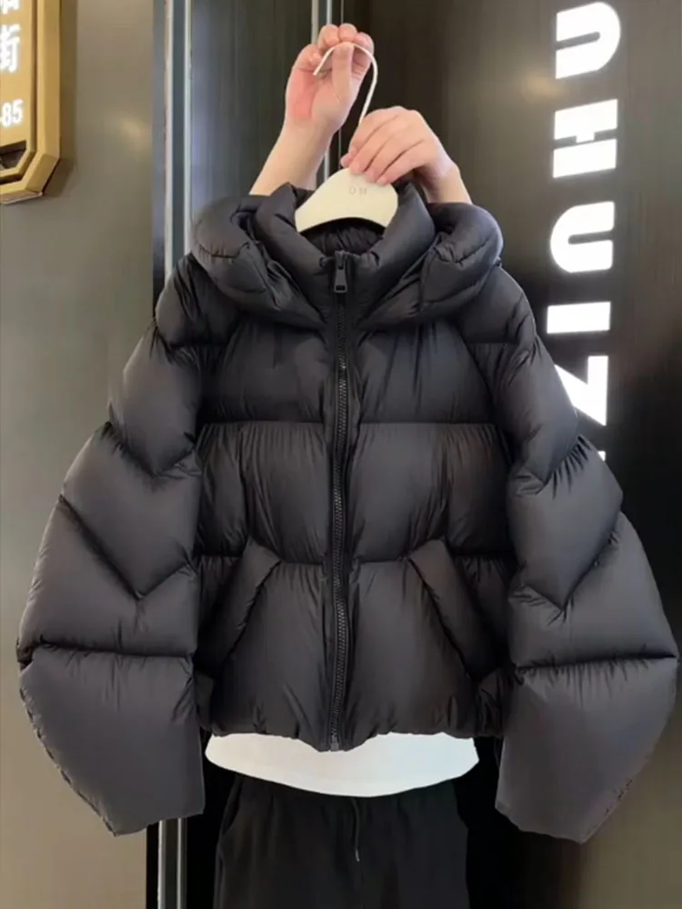 

Unique Sli Bla Hooded ort down Jaet Women's Winter Thiened Bread Sle Korean Faion Warm Outerwear Coat