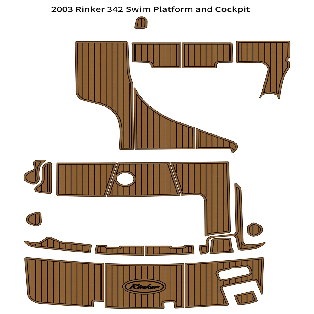 

2003 Rinker 342 Swim Platform Cockpit Pad Boat EVA Foam Faux Teak Deck Floor Mat