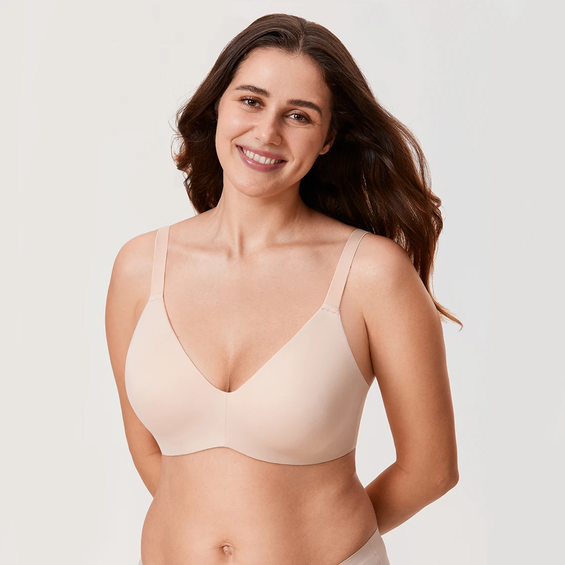 Women\'s Full Coverage Smooth Minimizer Seamless Underwired Bra Plus Size Non-padded Unlined T Shirt Bras For Women B C DD E
