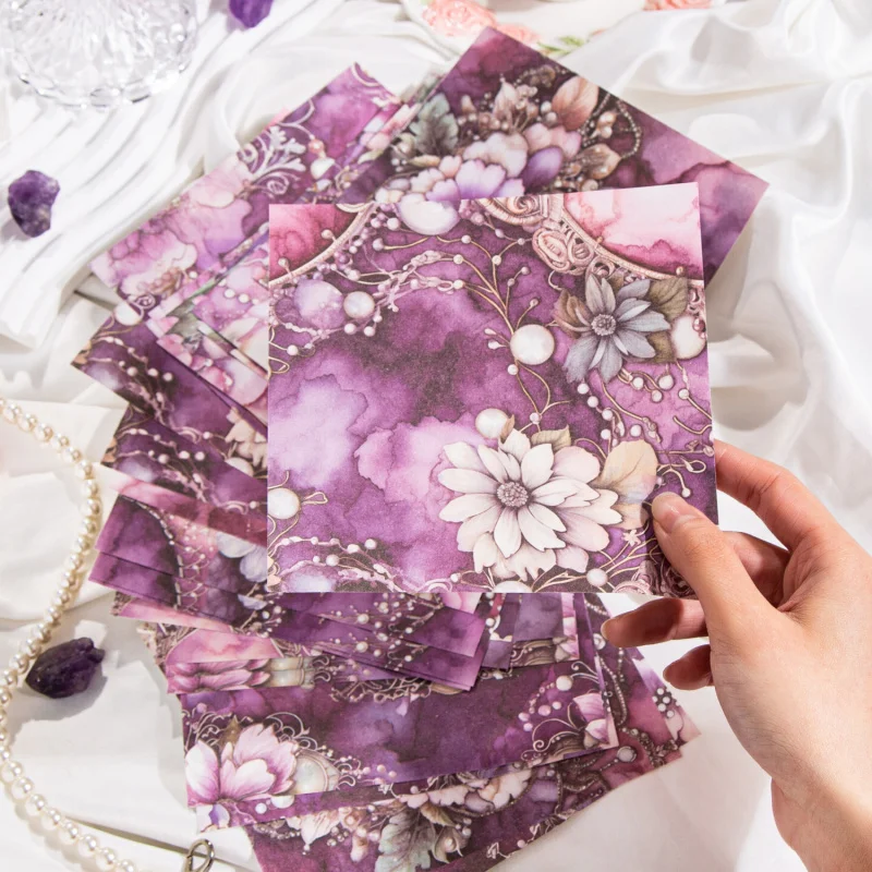 30pcs/lot Colorful Gem Floral Material Paper Set,No Repeat, Luxury Shiny Style Journal DIY Decor Material paper