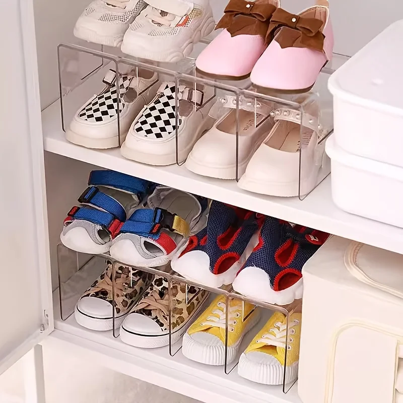 1 Stück 4-Fächer-Schuhaufbewahrungsregal für Kinder, transparentes, zartes Schuhregal aus Acryl, Baby-Schuhregal