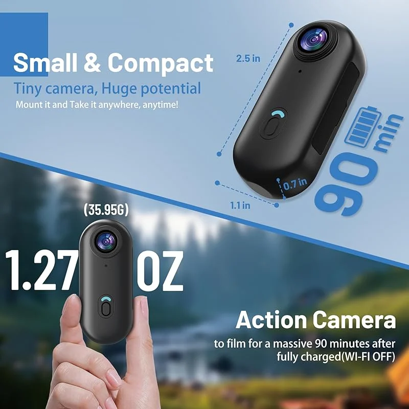Mini 4K Pocket Magnetic POV Vlog Cam Portable Body Chest Recorder Wireless WiFi Waterproof Action Camera Helmet Bicycle Sports image 4