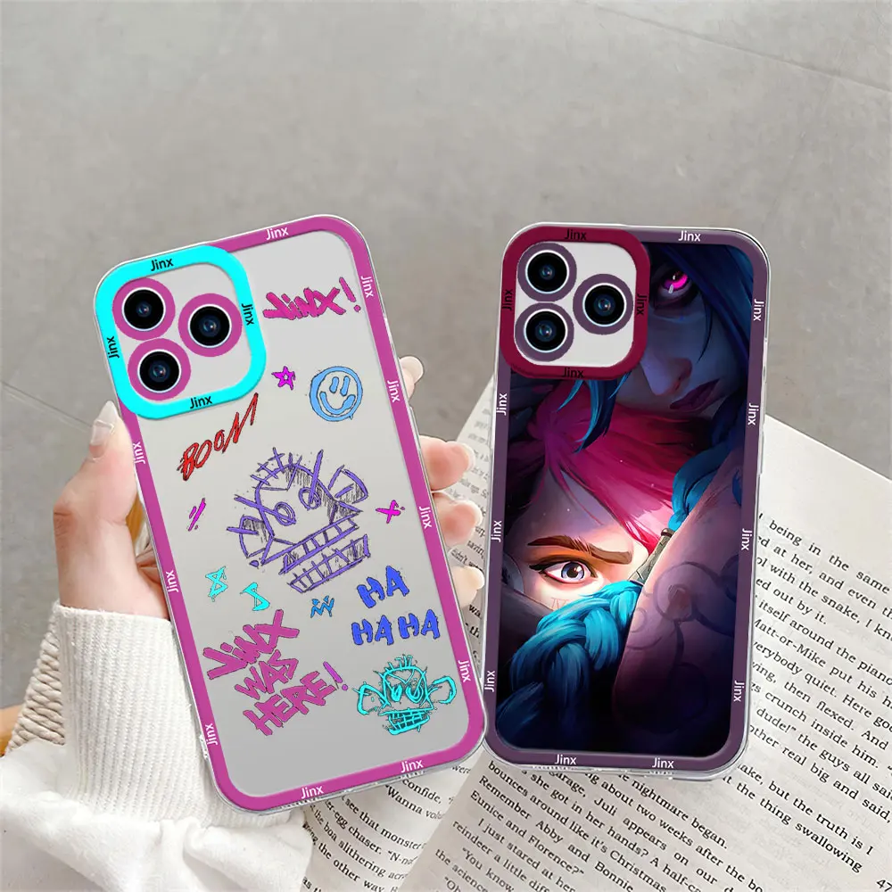 Cartoon A-Arcane 2 Vi J-Jinx Phone Case for Samsung S24 S23 S22 S21 A55 A54 A35 FE PLUS ULTRA Transparent Bezel Shell