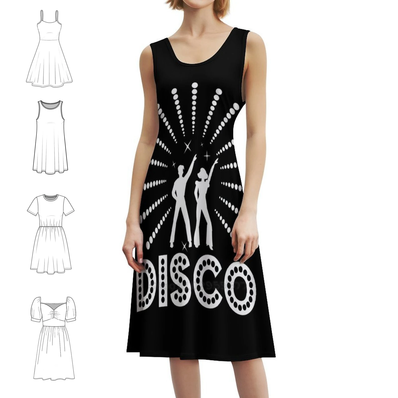 White And Black 70S Disco Party-Disco Disko Fashion Preppy Style Mini Dress For Women A-Line Loose Fit Casual Day Dress Disko