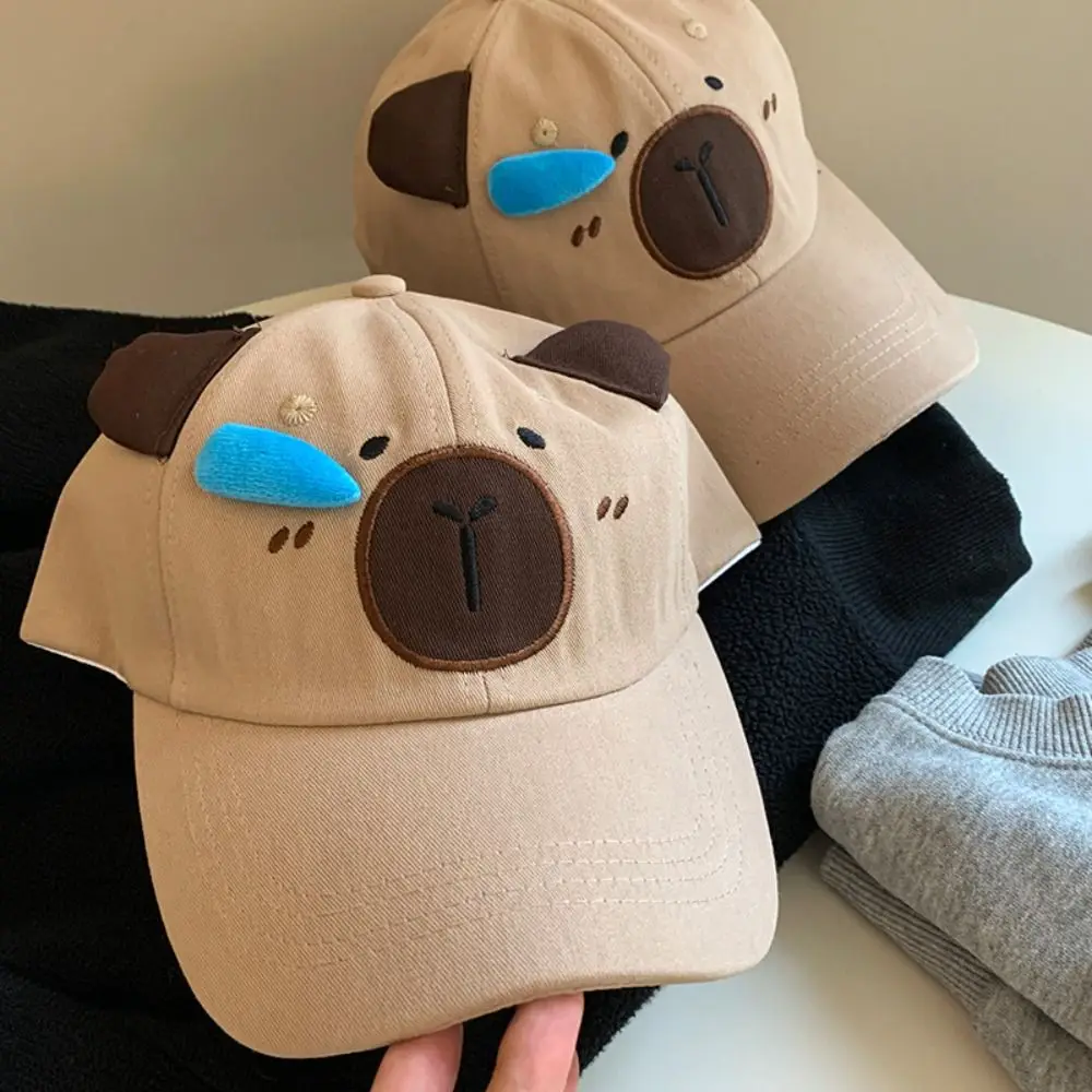 

New Children’s Peaked Cap Cotton Boys Girls Baseball Hat Snot Capybara Cute Sunscreen Hat Outdoor