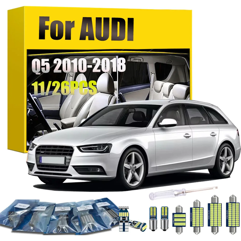 

11/26Pcs Car Interior Reading Dome Light Bulb Kit For Audi Q5 2010 2011 2012 2013 2014 2015 2016 2017 2018 Auto Accessories