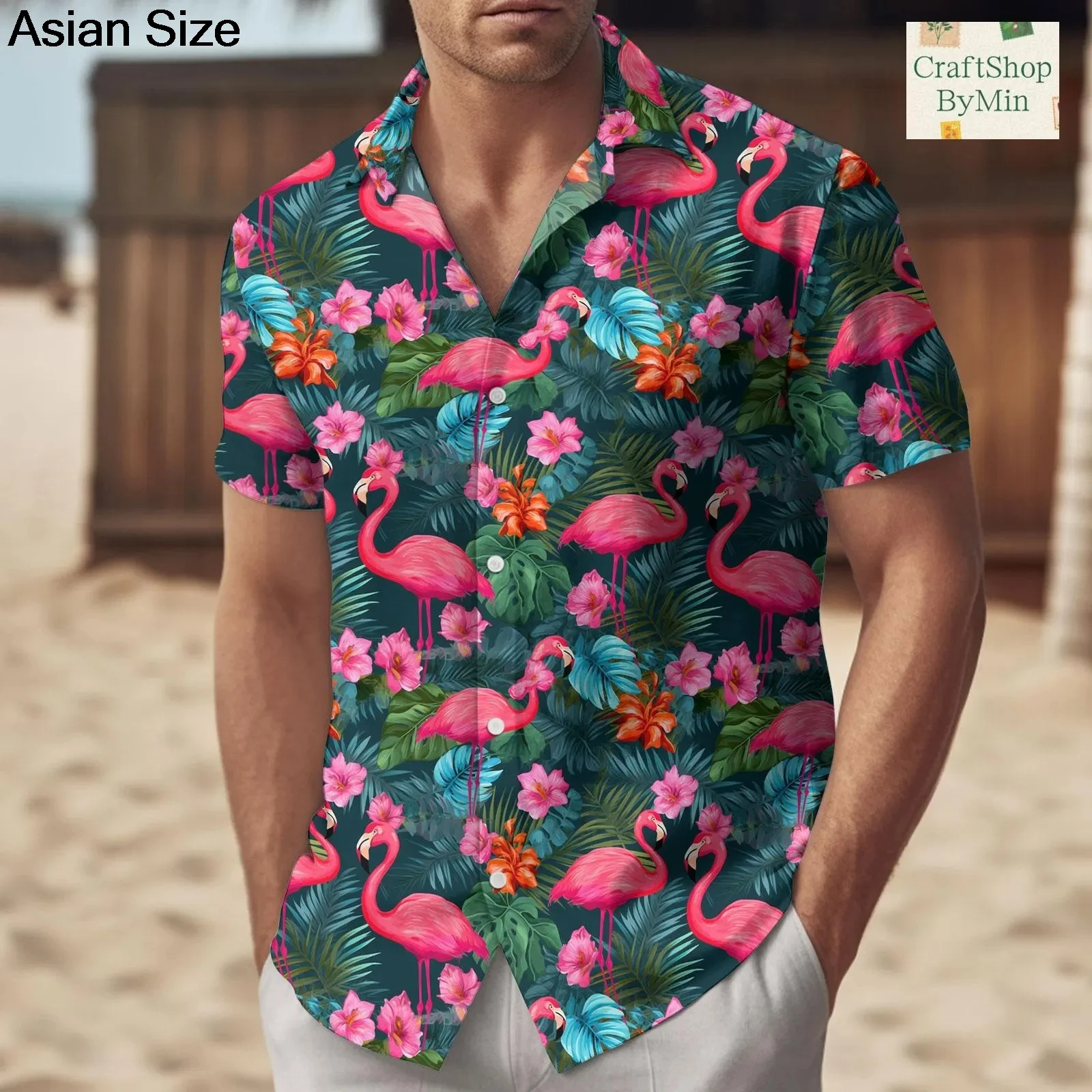 

2025 Summer Popular Flamingo Skull Print Hawaiian Shirts Men Women Comfortable Soft Short Sleeve Shirt Street Daily Trendy Tops