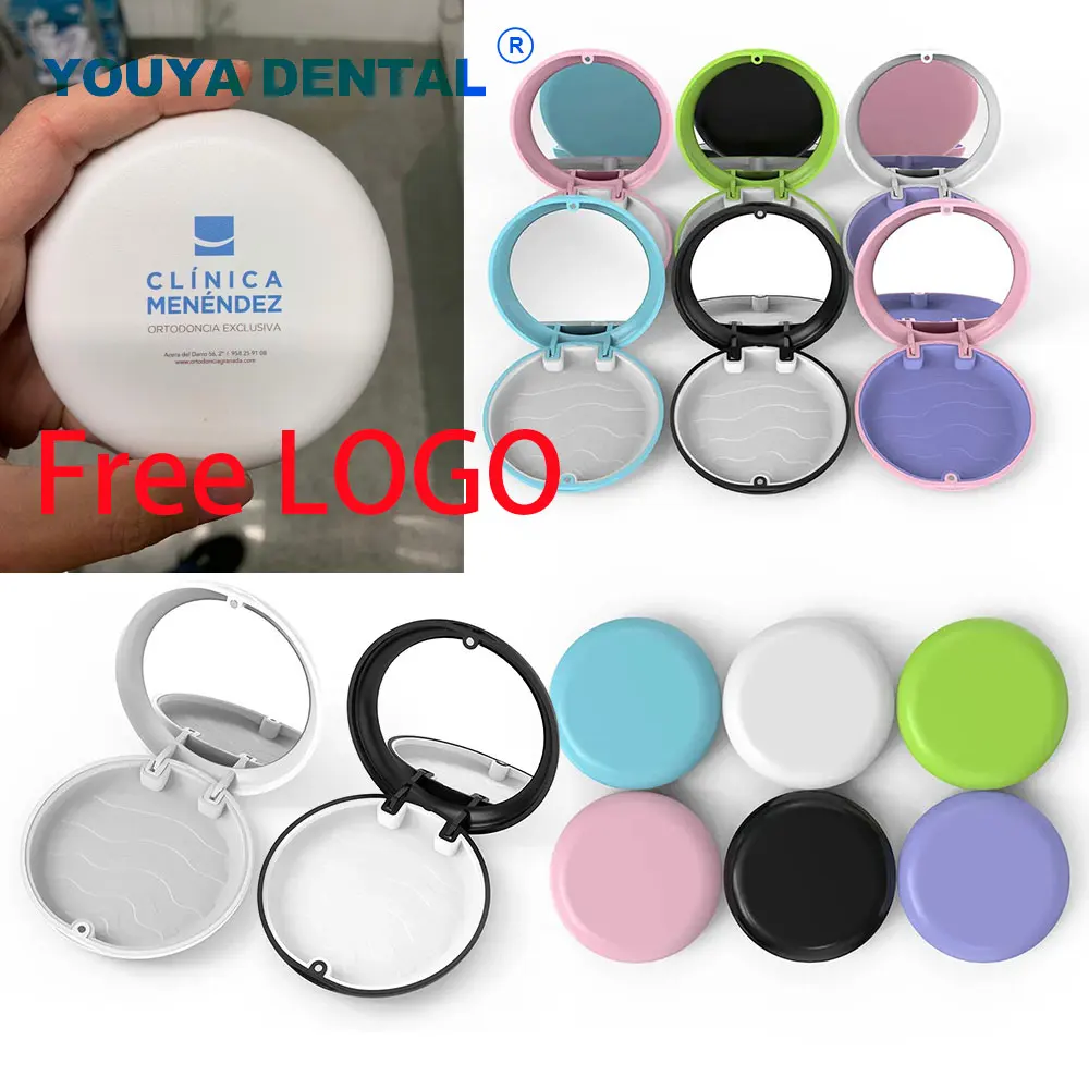 Customize logo 50PCS Orthodontic Case Dental Braces Retainer Case Magnetic Aligner Mouth Guard Fake Teeth Aligner Container