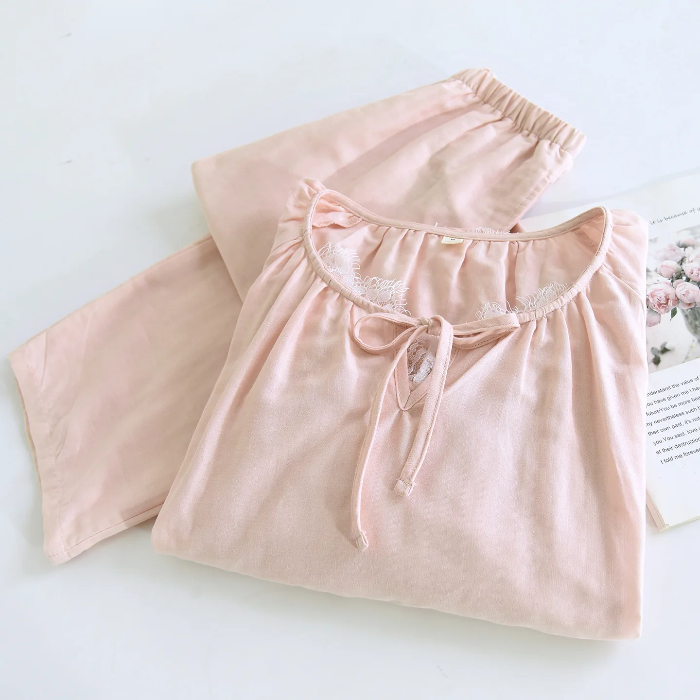 

Autumn Pajamas Women's Home Clothes New Gauze Cotton Pyjamas Room Wear Ladies Long Sleeve Sleepwear For Sleeping Pijama