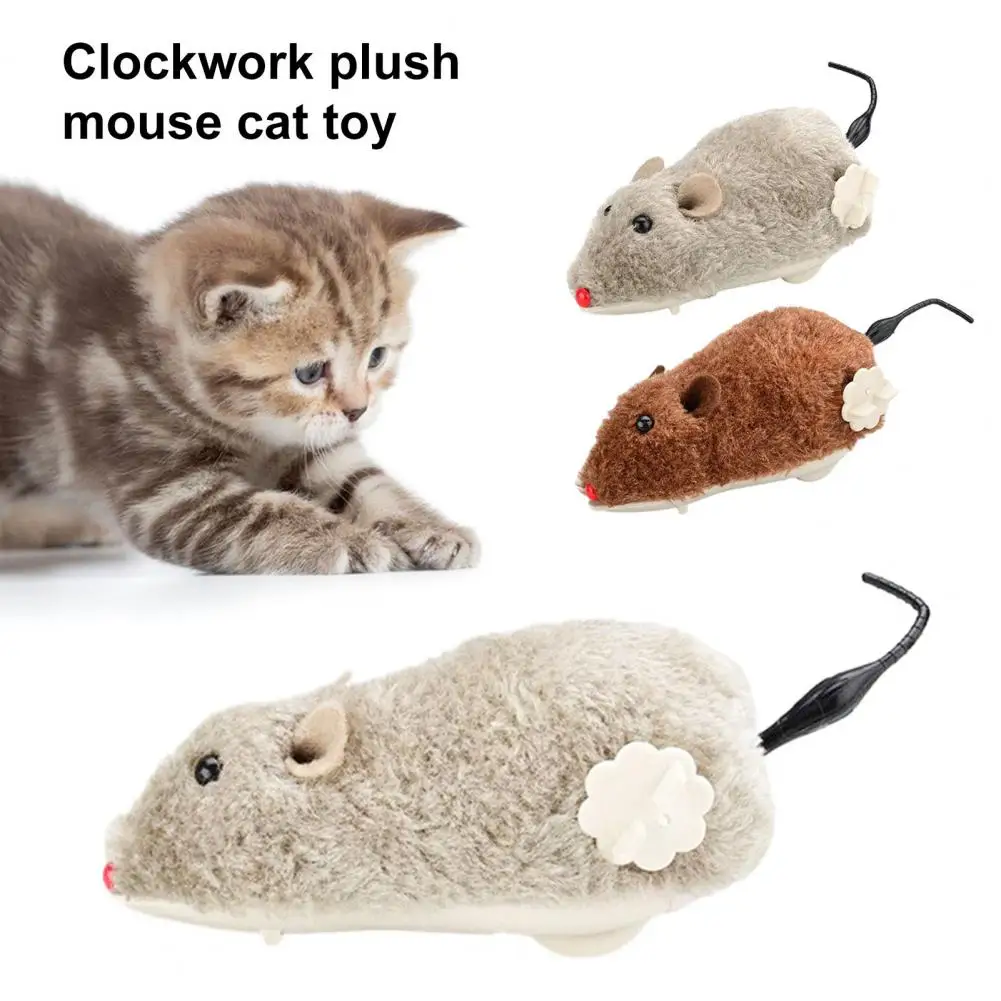 Cat Toy Mouse Shape Clockwork Spring Power Plush Mouse Toy Entertaining Toy Interactive Clockwork Cat Toy Pet Supplies