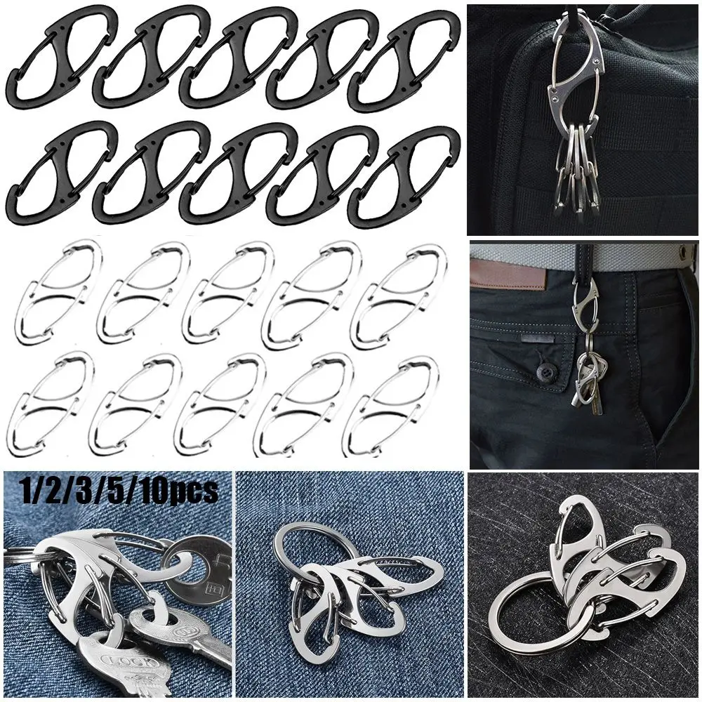 1/2/3/5/10pcs Mini Outdoor EDC Tool Camping Hiking Keychain Hanging Hook Key Chain Ring Metal Carabiner Release Buckle