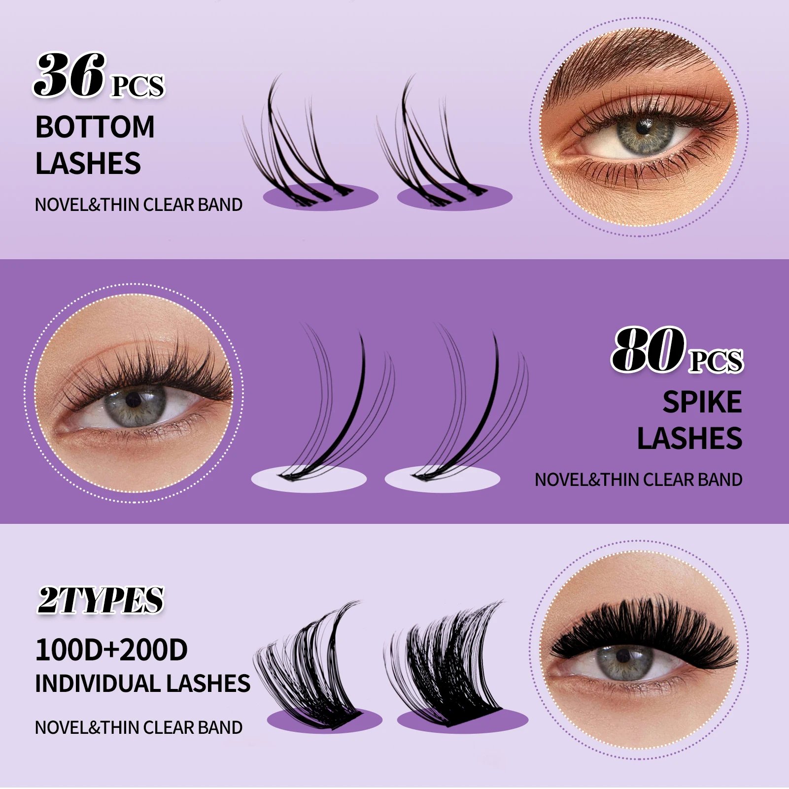 Wendy Lashes Mix Lash Clusters Zestaw do przedłużania rzęs i aplikator do rzęs z klejem do rzęs i aplikatorem do makijażu