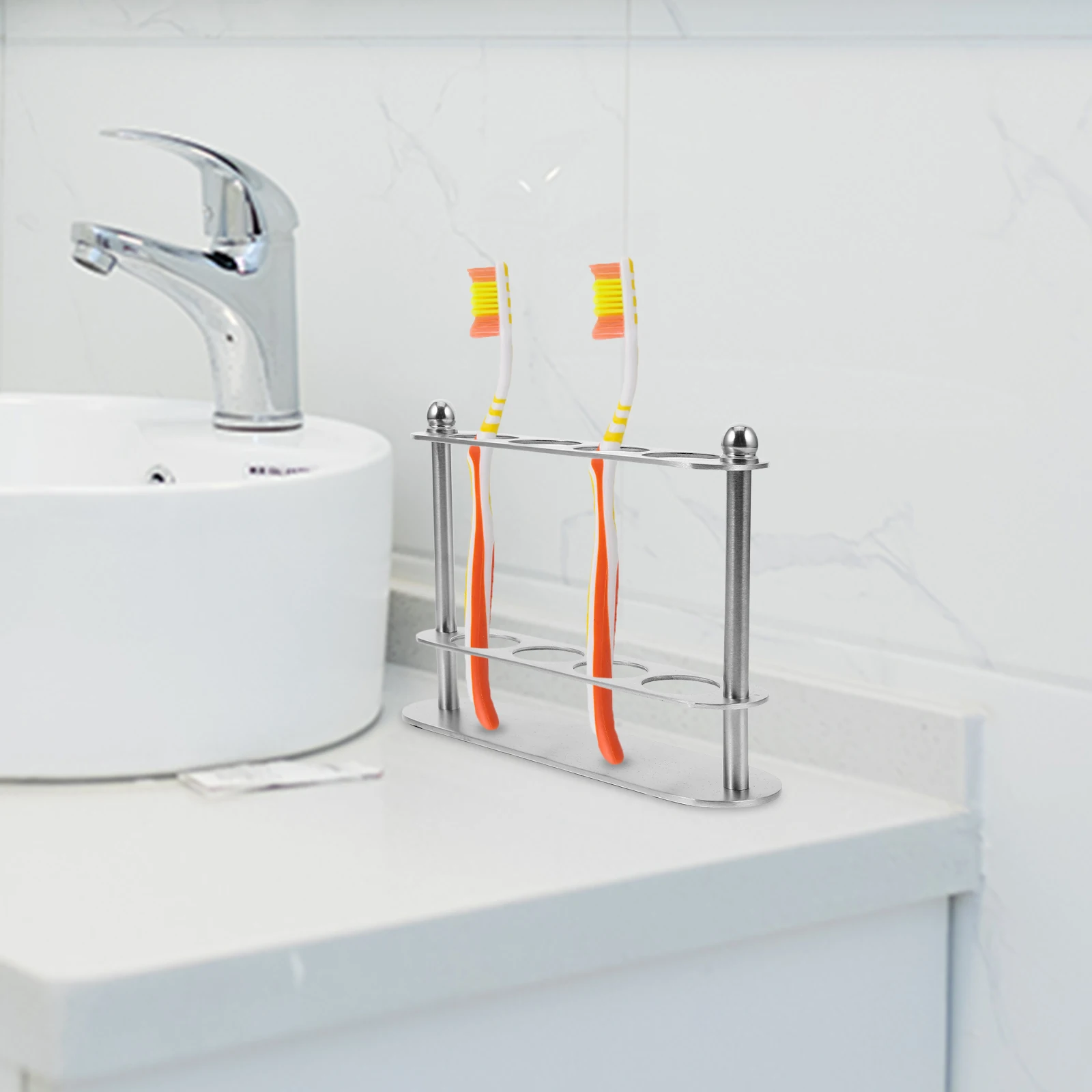 

Stainless Steel Toothbrush Holder Bathroom Holders Vintage Organizers Countertop Toothpaste Stand Child