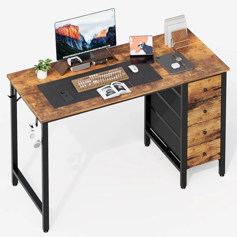 

Computer Desk, 47 inch Computers Desks with 4 Drawers, Writing Work Study Desk for Home Office Bedroom, Computer Desk