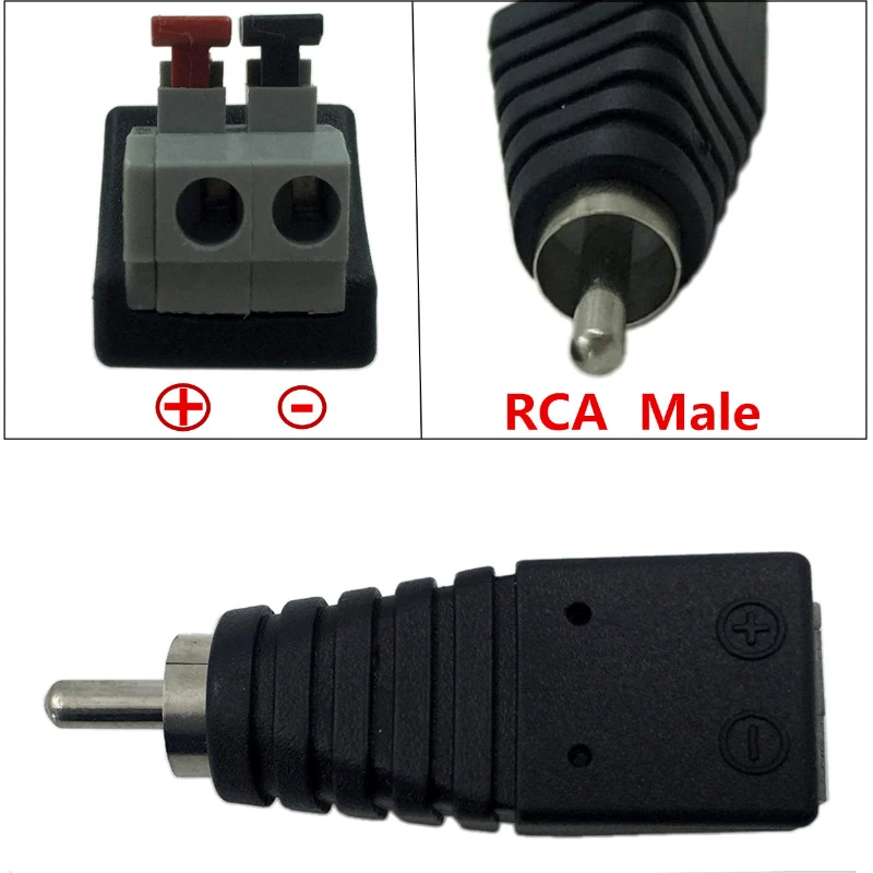 

RCA Male 2Pin Custom Adapter Connector AV Male to 2P DIY Press fixed Cable Connector Adaptor AV RCA Male 2Pin Fixed Line Adapter