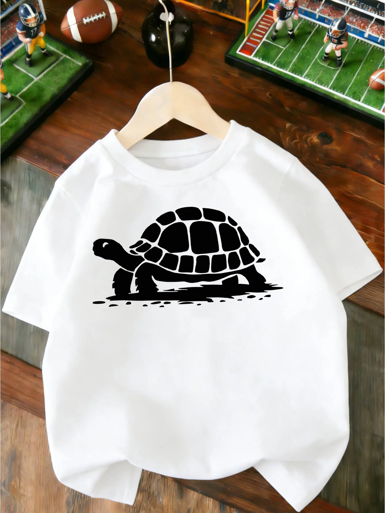 Classic Vintage Tortoise Silhouette Cartoon Graphic T Shirt Boys Girls Casual Short Sleeve Tee Family Matching Kids Cotton Tops